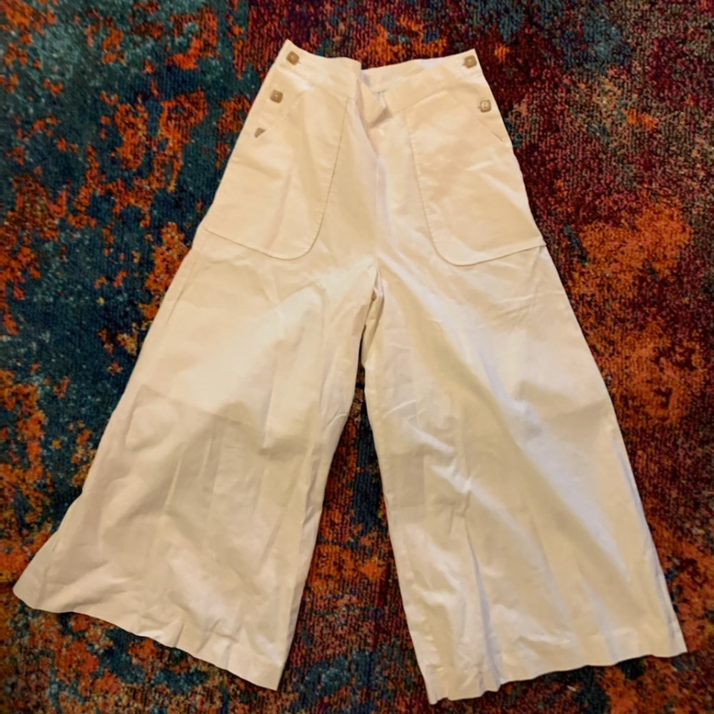 Linen blend wide leg pants